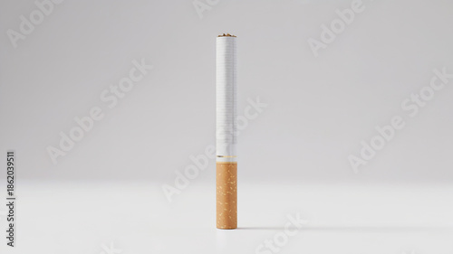 Single Cigarette Standing Upright Isolated