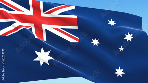 Waving Australian Flag Close Up