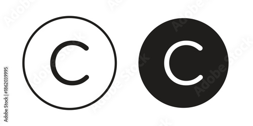 Copyright icons vector. Line and glyph design with editable stroke