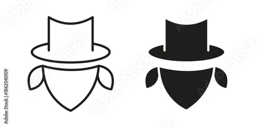 Cowboy icons vector. Line and glyph design with editable stroke