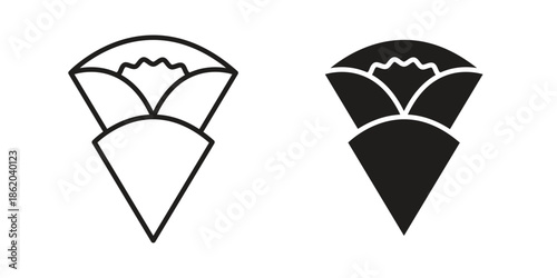 Crepe icons vector. Line and glyph design with editable stroke