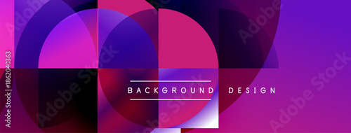 Abstract geometric shapes overlap, creating vibrant pinks, purples, blues. Text reads background design centered within composition.