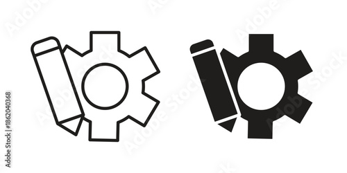 Customization icons vector. Line and glyph design with editable stroke