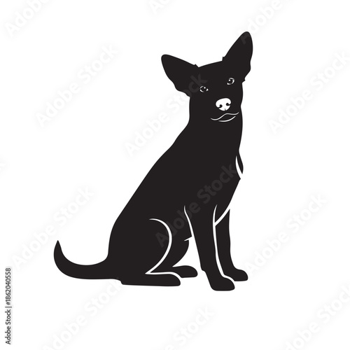 Attentive Sitting Dog Silhouette