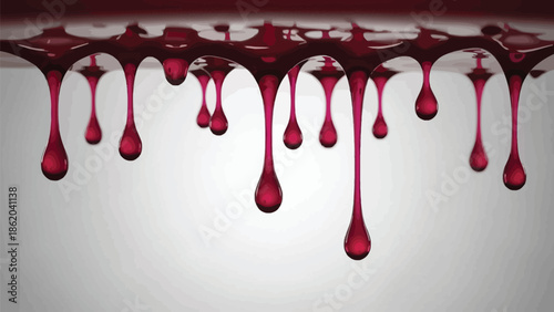 Red blood dripping effect on white background