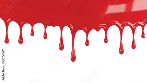 Red blood dripping effect on white background