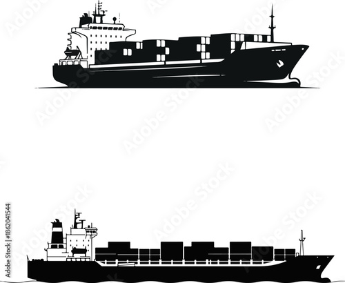 Large cargo ship at sea