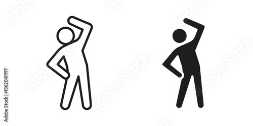 Fitness exercise icons vector. Line and glyph design with editable stroke