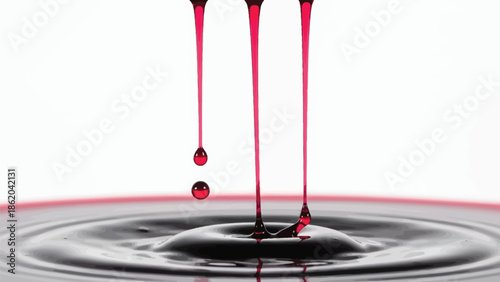 Red blood dripping effect on white background