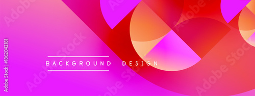 Vibrant abstract background. Overlapping shapes create dynamic visual effect. Pink, red, purple hues dominate composition. Modern design element.