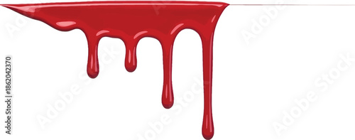 Red blood dripping effect on white background