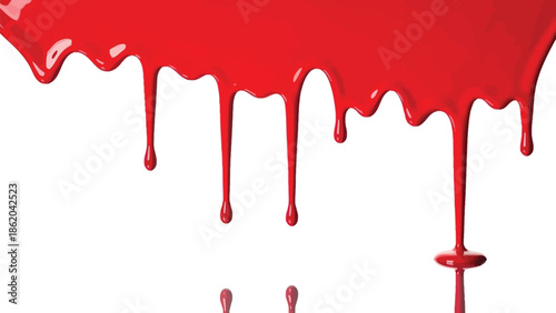 Red blood dripping effect on white background