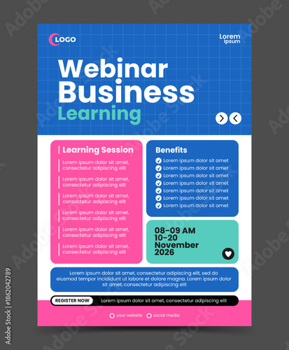 Webinar business  learning flyer template