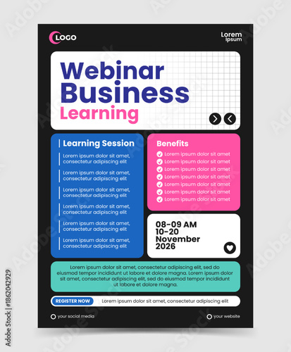 Webinar business  learning flyer template