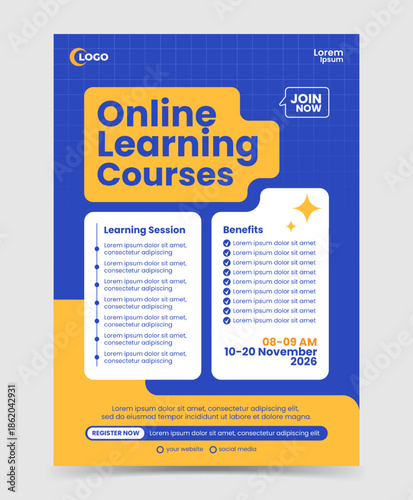 Online learning courses flyer template