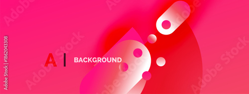 Bright pink gradient background features abstract circular shapes. Text reads AI BACKGROUND in white, red letters. Modern design, vibrant colors.