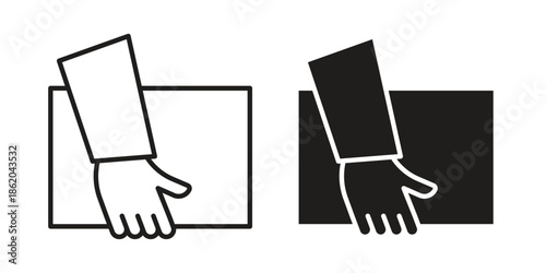 Hand holding box icons vector. Line and glyph design with editable stroke