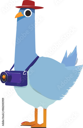 Vibrant bird photographer with camera gear