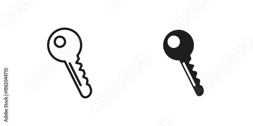 key icons vector. Line and glyph design with editable stroke