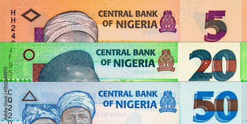 Foto Naira Nigeria banknotes of various denominations