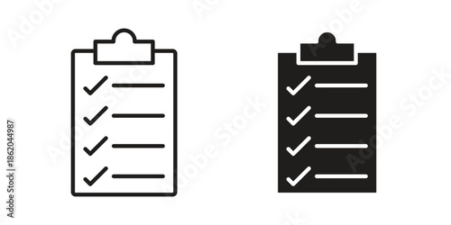 List check icons vector. Line and glyph design with editable stroke