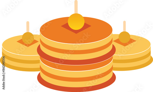 Stacked pancakes with lemon slices