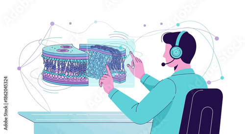 Interactive scientific research analysis of cell structure with virtual reality interface