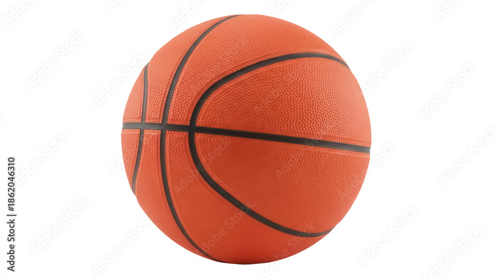 Fototapeta premium Orange basketball isolated PNG on transparent background, sports equipment for team games and physical activity