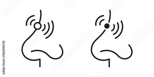 Nose pain icons vector. Line and glyph design with editable stroke