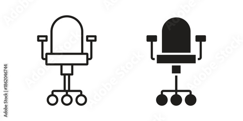 Office chair icons vector. Line and glyph design with editable stroke