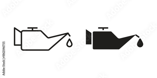Oil can icons vector. Line and glyph design with editable stroke