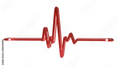 Canvastavla Red heartbeat line isolated PNG on transparent background, medical pulse trace f