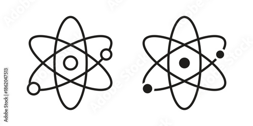 Physics icons vector. Line and glyph design with editable stroke