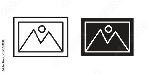 Picture icons vector. Line and glyph design with editable stroke
