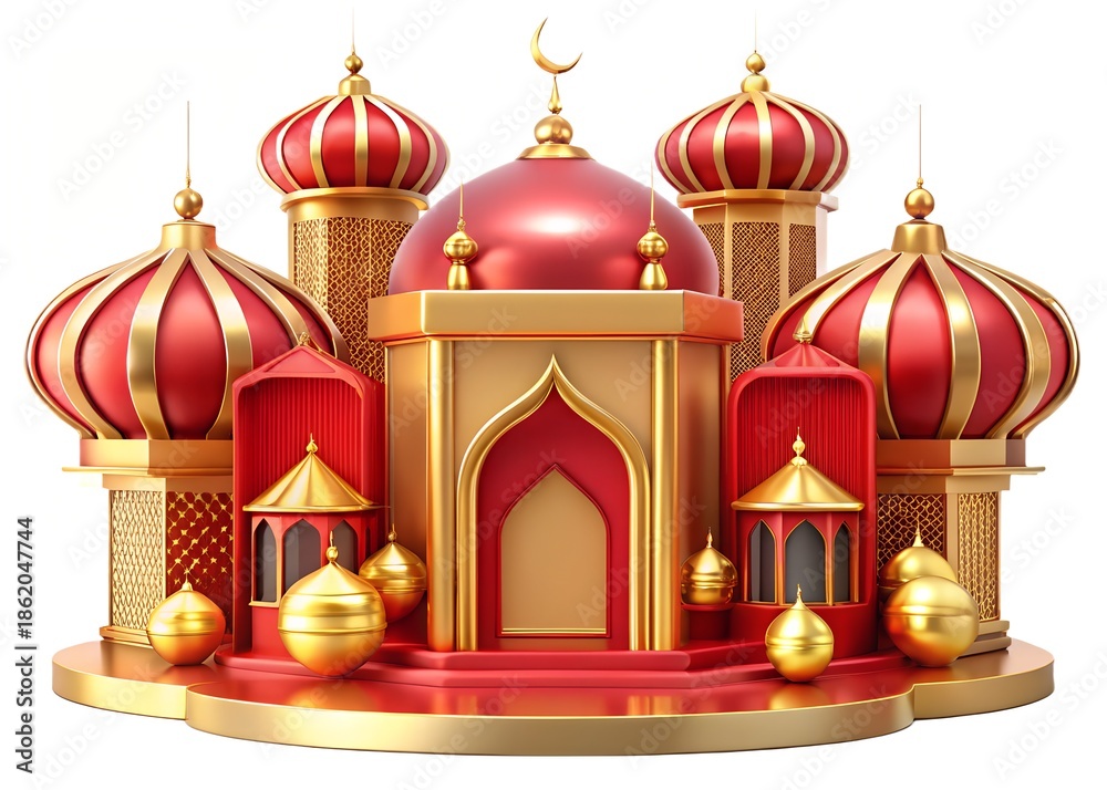 Obraz premium Ornate middle eastern palace with red and gold domes