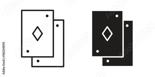 Playing cards icons vector. Line and glyph design with editable stroke