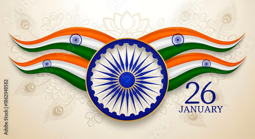 Republic day india 26 january celebration with indian flag colors