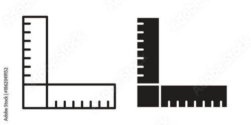 Ruler combined icons vector. Line and glyph design with editable stroke