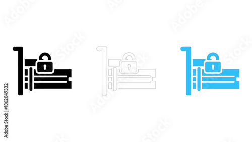 Expansion slot locks icon illustrating security for expansion cards in computer hardware