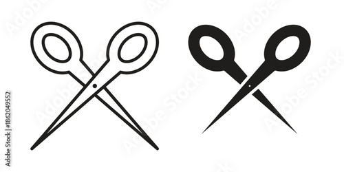 Scissors icons vector. Line and glyph design with editable stroke