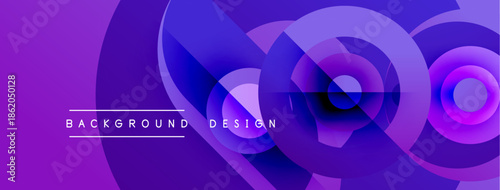 Abstract purple background. Overlapping circles create dynamic visual effect. Modern design elements present sleek aesthetic.