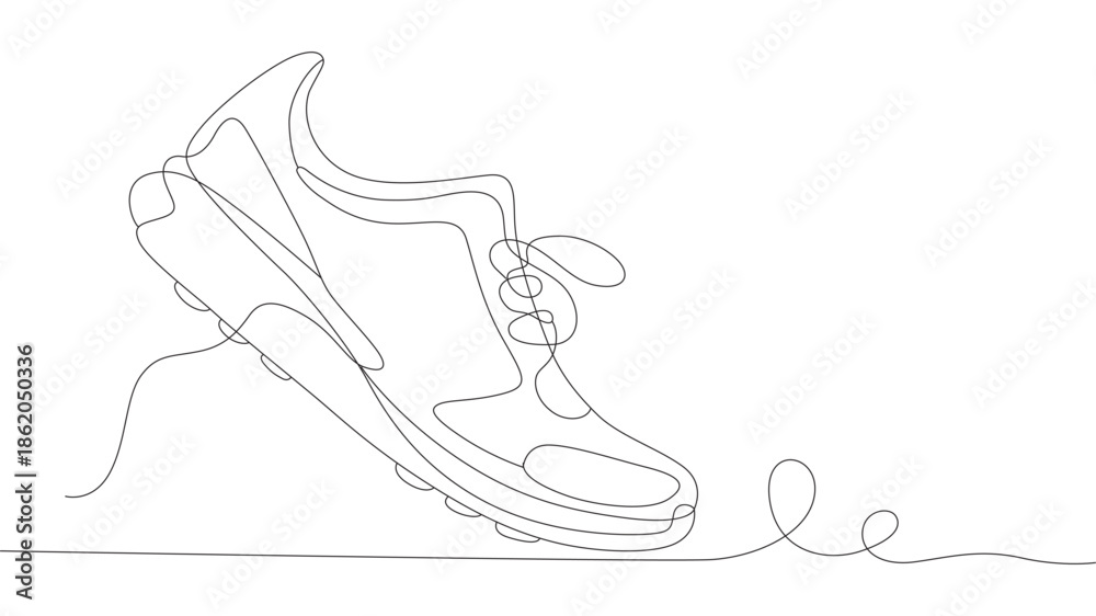 Fototapeta premium Running shoe line art. continuous line sneaker. 