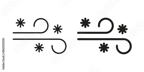Snow blowing icons vector. Line and glyph design with editable stroke