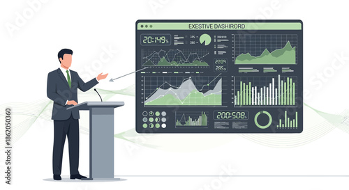 Modern business presentation with statistical data and infographic elements for analysis and