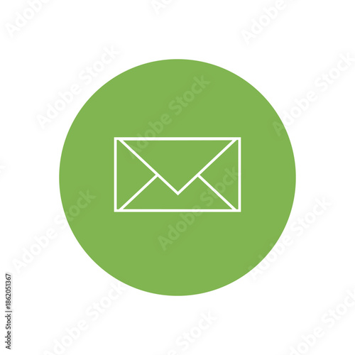 Minimalist Email Envelope Icon on Green Circular Background (Ikon Amplop Email Minimalis dengan Latar Belakang Lingkaran Hijau)