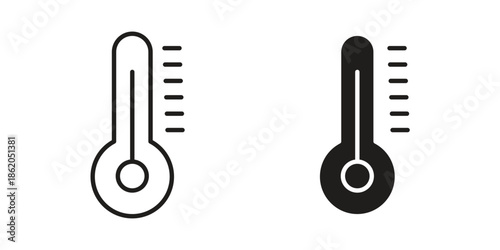 Thermometer half icons vector. Line and glyph design with editable stroke