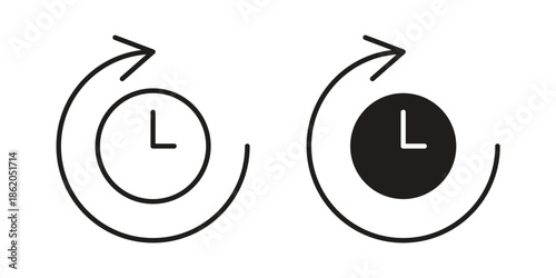 Time forward icons vector. Line and glyph design with editable stroke