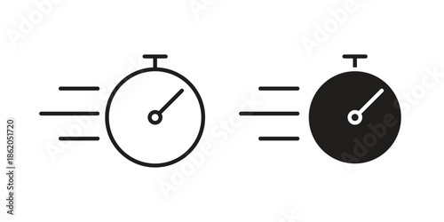 Time fast icons vector. Line and glyph design with editable stroke