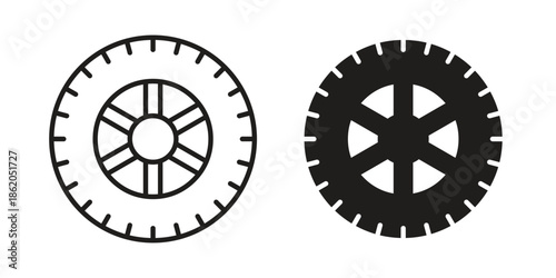 Tire icons vector. Line and glyph design with editable stroke