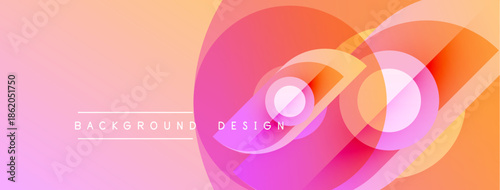 Abstract background features overlapping circles, gradients. Pink, orange hues create modern design. Text reads background design.